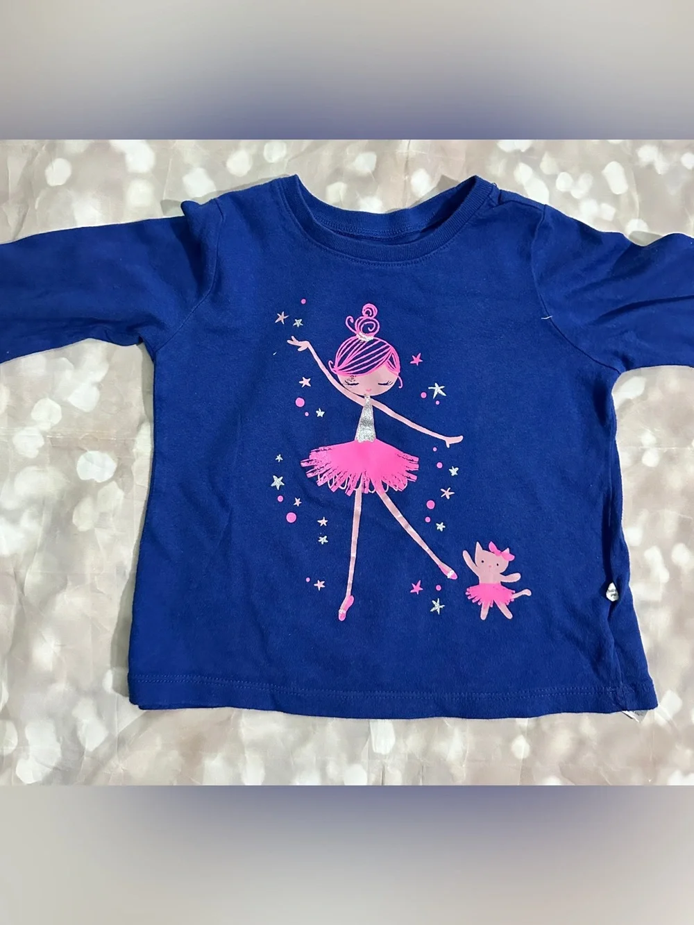 GAP Girls Royal Blue Long Sleeve Tee with Pink Ballerina Graphic
